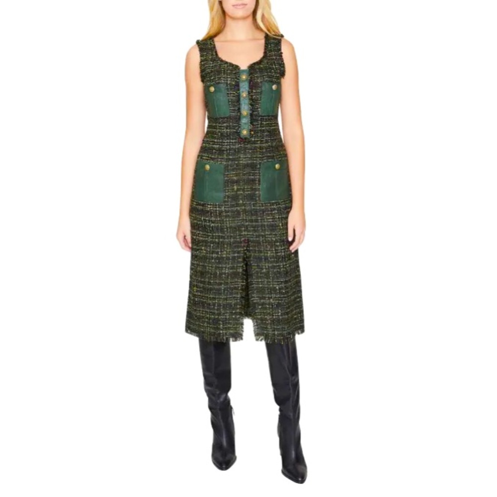 Santorelli Fanny Sleeveless Tweed Midi Dress